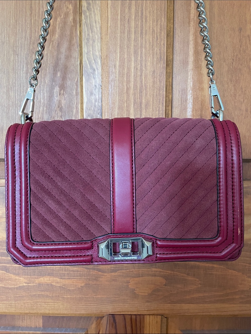 Rebecca Minkoff Leather Burgundy Quilted Chain Shoulder Bag